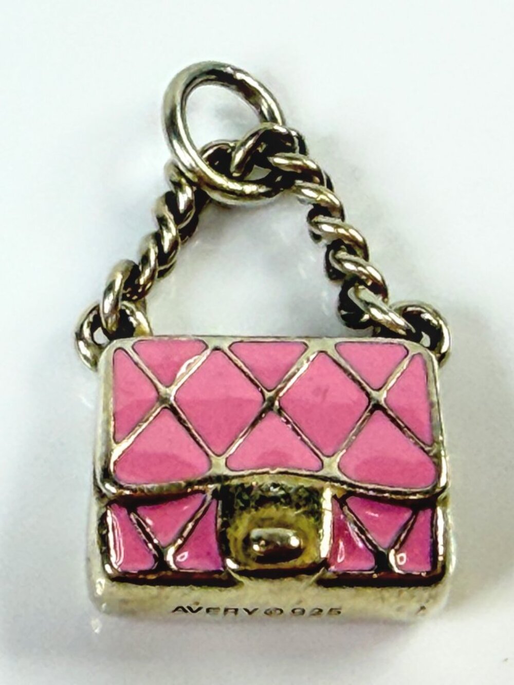James Avery Pink Enamel Fashion Purse Sterling Silver Handbag Charm JR2124